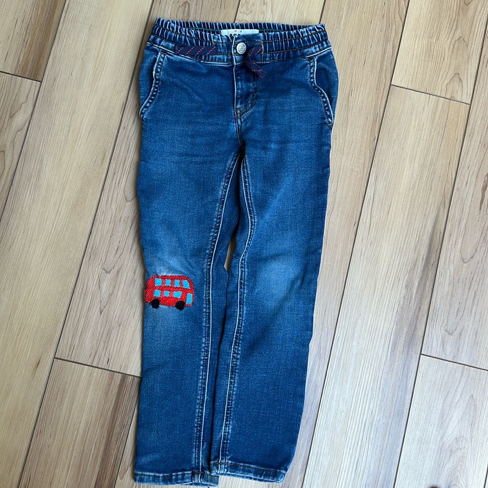 Mini Boden Boys Jersey Skinny Pants in 
Mid Vintage Wash Size 6 (Visibly Mended)